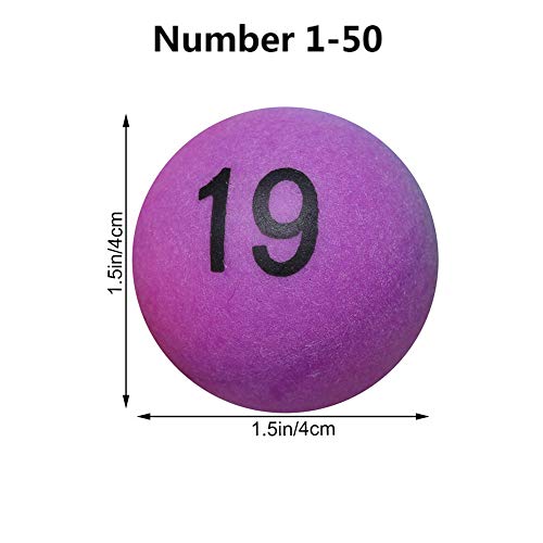 Ping Pong Balls 50 Pieces Digital Ball Table Tennis Bouncy Balls Bulk Set for Group Fun Games,Lucky Draw ,Party Decoration ,Assorted Color