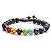 Jovivi 1pc 7 Chakra Healing Crystal Bracelet Lava Stone Diffuser Bracelet for Meditaion,Crystal Healing