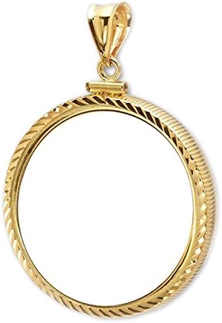 5 Peso Mexican Gold Coin 14k Gold Coin Bezel Frame Mount Coin Pendant (Diamond Cut approximate weight 1.3 grams)