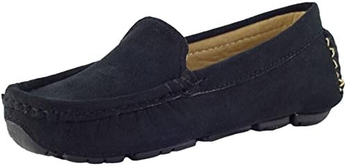 PPXID Girls Boys Suede Leather Slip-on Loafers Casual Boat Shoes Dress Shoes Oxford Flats