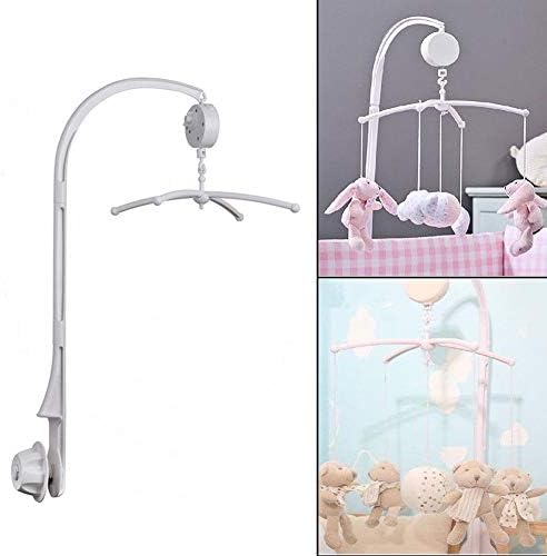 SuBoZhuLiuJ DIY Baby Crib Bed Bell Holder Toy for Baby & Kids Boys and Girls Arm Bracket Wind-up Music Box Hanging Stand - White