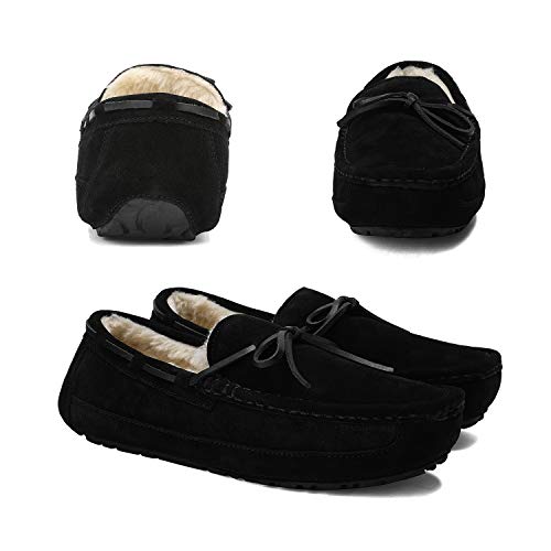 DREAM PAIRS Men's AuLoafer02 Black Faux Fur Slippers Loafers Shoes