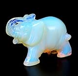 OCN-HEALING 4cm Natural Crystal Crafts Collection Gemstone Elephant Figurines Holiday Home Office Statue Décoration Christmas Birthday Business Gifts (Opal)