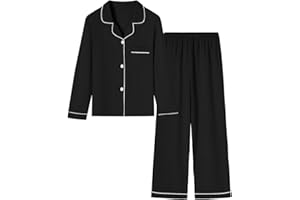 Umeyda Girls & Women Pajamas Set Long Sleeve Button-Down Sleepwear Nightwear Soft Pjs Set Loungewear