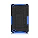 Windrew Hybrid Heavy Duty Armor Protection Cover [Anti Slip] [Built-In Kickstand] Skin Case For Amazon Fire 7 5th Generation 2015 Release Tablet + Screen Protector and Stylus Pen (Black/Blue)