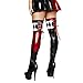 Harley Quinn Stretch Metallic Womens Girls Thigh High Tie Costume Cosplay Stockings