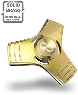 Metal Fidget Spinner toy, Solid Brass Gold Tri Spinner with stainless Steel Bearings which helps to increase focus, relieves stress, anxiety, and boredom. Fidget Spinner + Metal Carrying Case