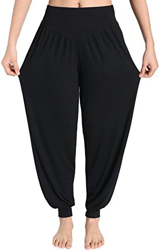 Weintee Women's Rayon Spandex Loose Yoga Harem Pants XL Black