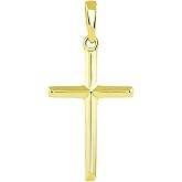Jewelry America 14K Solid Yellow Gold Traditional Simple Religious Cross Pendant