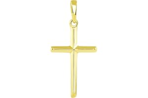 Jewelry America 14K Solid Yellow Gold Traditional Simple Religious Cross Pendant
