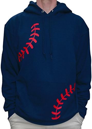 Zone Apparel Men’s Baseball Hoodie Sweatshirt – Laces - X-Large Navy/Red