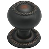 Cosmas 4040ORB Oil Rubbed Bronze Rope Cabinet Hardware Knob w/ Backplate - 1-1/4