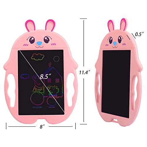 HAHAone LCD Writing Tablet for Kids Magnetic Drawing Board Colorful Screen,LCD Doodle Board for Boys and Girls Toys Age 3 4 5 6 7 8 . Handwriting Pad 8.5" for Toddlers and Kids (Pink Rabbit)