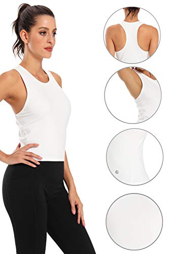 Evobak Workout Tops for Women - Yoga Shirts Racerback Crop Tops Athletic Exercise Gym Running Training Tanks Active Wear