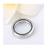 DZT1968 Round Floating Charm Memory Locket Necklace Pendants Glass Phase Box (Silver)