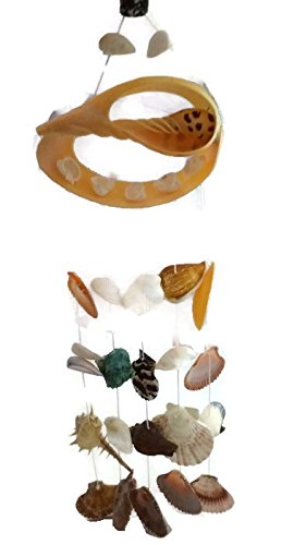 areerataeyshop WIND CHIMES MIX SEA SHELL HANGING CHANDELIER DECOR BEACH 17 INCH 1 PC