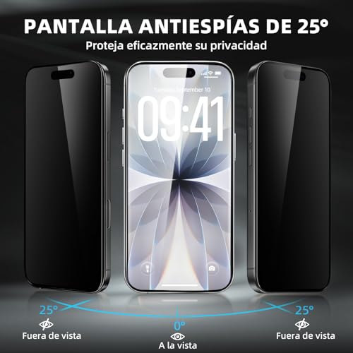 Película protectora de pantalla de vidrio 9h + de 3 piezas para iPhone, vidrio templado súper duro [resistente a la rotura de grado militar] con herramientas de instalación fáciles actualizadas (17pro max)