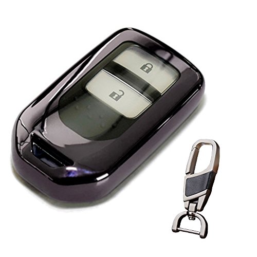 Soft TPU smart case cover for Honda key chain fit Jazz Grace Jade Civic Odyssey Accord XR-V CR-V Vezel City Car-covers Car Stylin holder bag(Black)