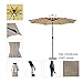 C-Hopetree 9 Foot Solar Patio Market Umbrella for Outdoor, with 32 Solar Rechargable LED and Central LED Hub Light, Auto Tilt, 250gsm Canopy, Beige