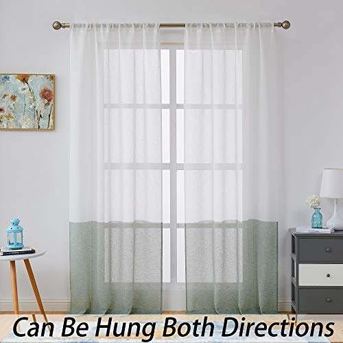 Central Park Sage Green White Stripe Sheer Color Block Window Curtain