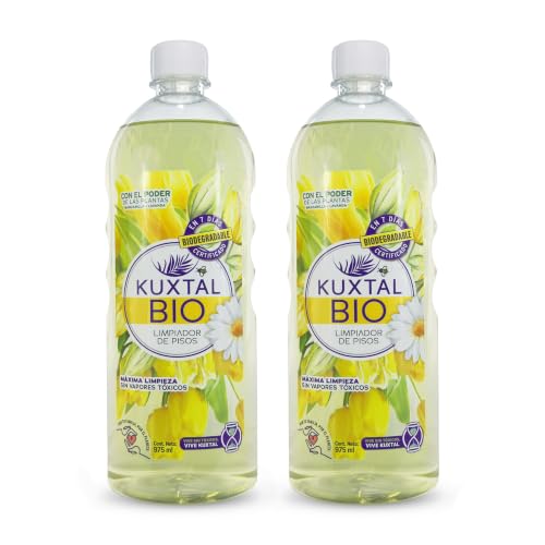 KUXTAL Limpiador Líquido para Pisos Paquete de 2, Ideal para Trapear Cualquier Superficies, Seguro para toda la familia y espacios con mascotas, Aroma Floral, Certificación Biodegradable OECD 301-A