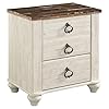 Ashley Furniture Signature Design - Willowton Nightstand - Rustic Farmhouse Style - White Wash