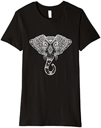 Womens Ganesha T-Shirt: Spiritual Hindu Elephant Deity White Art Medium Black
