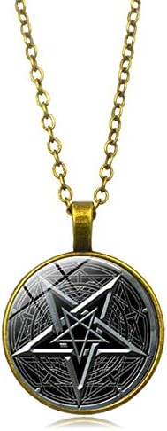 RQZQ Necklace Supernatural Pentacle Hebrew Charm Pentagram Pendant Statement Necklace Men Star Amulet Chain Talisman Necklaces