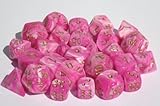Polyhedral 7-Die Vortex Dice Set - PINK with GOLD Numbers CHX-27454