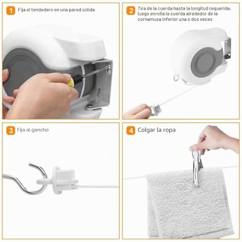 Retractable Clothesline 2 Ropes, 26 m (2 x 13 m) Heavy Duty and Adjustable Rope Extendable Clotheslines for Outdoor and Indoor, Clothing, Towels and Bed Linen
