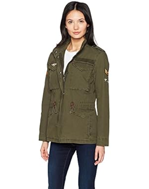 Women's Four-Pocket Cotton Military Jacket with Patches