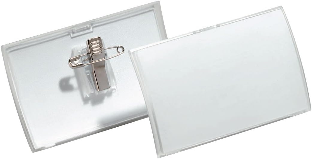 Durable Click Fold Name Badge 40 x 75mm with Combi Clip - Transparent - Pack of 25 - Perfect For Events and Visitor Management