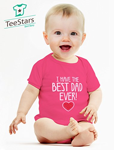 I Have The BEST DAD EVER! Fathers Christmas Gift Cute Infant Baby Bodysuit 6M Gray