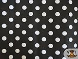 Polycotton Printed POLKA DOTS WHITE BLACK BACKGROUND Fabric By the Yard