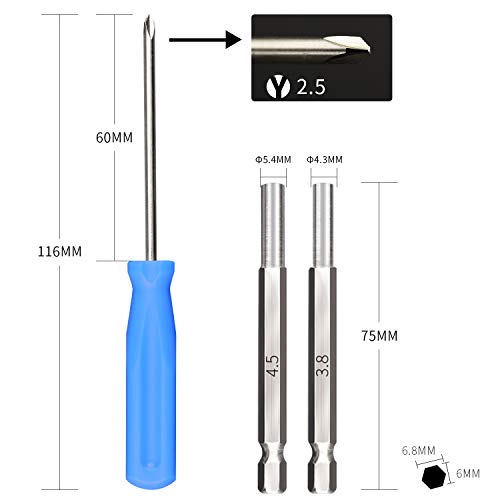 Security Screwdriver Bit Set, Taessv 3.8 mm & 4.5 mm Security Screwdriver Game Bit Tool Set for Nintendo System and Cartridge Also Super Console Games