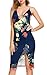 Zeagoo Women Plus Size Floral Print Dress Deep V Neck Spaghetti Straps Bodycon Dresses