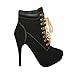 Women's Metallic Almond Toe Stiletto Lace Up Ankle Booties
