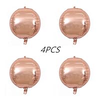 Glanzzeit 4D Balloons All Round Foil Balloons Bride Baby Shower Wedding Birthday Party Prom Helium Balloons Decoration, Pack of 4 (Rose Gold)