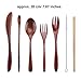 Boao 7 Pieces Wooden Cutlery Bamboo Travel Utensils Set, Include Knife, Fork, Spoon, Coffee Spoon, Wooden Straw and Straw Brush with Bag (Paint Color with Khaki Bag)