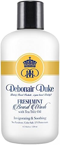 Debonair Duke Fresh Mint Beard Wash/Shampoo with Tea Tree Oil-Best All Natural Men’s Deep Cleaning &amp; Clarifying Shampoo for All Hair Styles-Invigorating &amp; Soothing-Moisturizes Hair, Scalps, &amp; Beards
