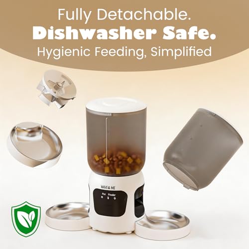 Dual-Lens Automatic Cat Feeder with Camera for 2 Cats, 6L1080P HD Video Pet Food Dispenser with Dual Bowls, AI Motion Detection & 2-Way Audio, App Control Timed Feeder for Multi-Cat Household