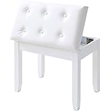 IWELL Piano Bench with Solid Wood Leg, Keyboard Bench Stool with Large Music Storage, Thick Padded Leather Cushion Chair, Cap