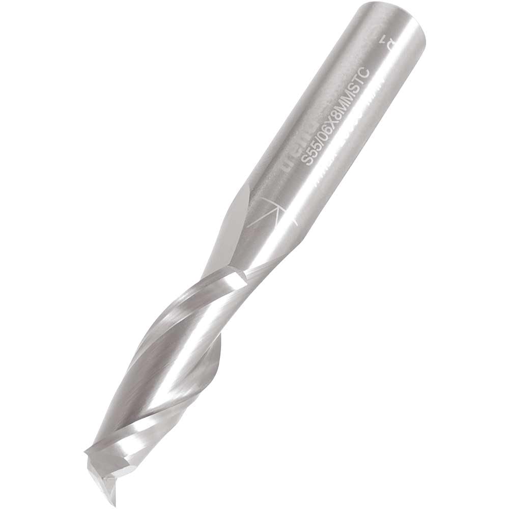 Trend Professional Two Flute Spiral Up-Cut Router Cutter, 8mm Shank, 8mm Cut Diameter & 25mm Cut Length, Tungsten Carbide, S55/06X8MMSTC