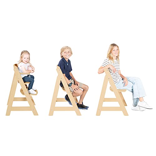 roba Sit Up Flex 2 in 1 Highchair, Adjustable Height, from 6 Months to 70 kg, with Footrest, Robust and Ergonomic, Natural Wood