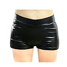 SACASUSA (TM) Shiny Stretchy Metallic Mini Shorts Hot Pants in Black Medium