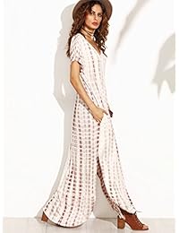 MakeMeChic vestido largo de mangas cortas, casual, teñido combinado