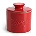 Sweese 304.104 Porcelain Butter Keeper Crock - French Butter Dish - No More Hard Butter - Perfect Spreadable Consistency, Red