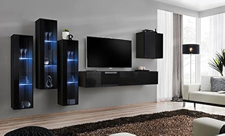 Lumina 13 Modern Wall Units Hc Collection Contemporary Tv Unit Living Room Furniture Color Black Black Amazon Ca Home Kitchen