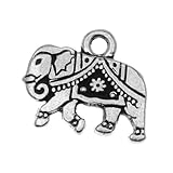 Fine Silver Plated Pewter Indian Elephant Charm 12mm (1)