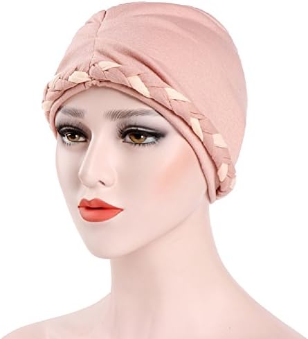 MILANMOOD Women's Big Flowers Braid Cotton hat Casual Cap Stretch Turban Hat Ruffle Chemo Cap Hair Loss Scarf Wrap Hijab Cap Braid Cap
